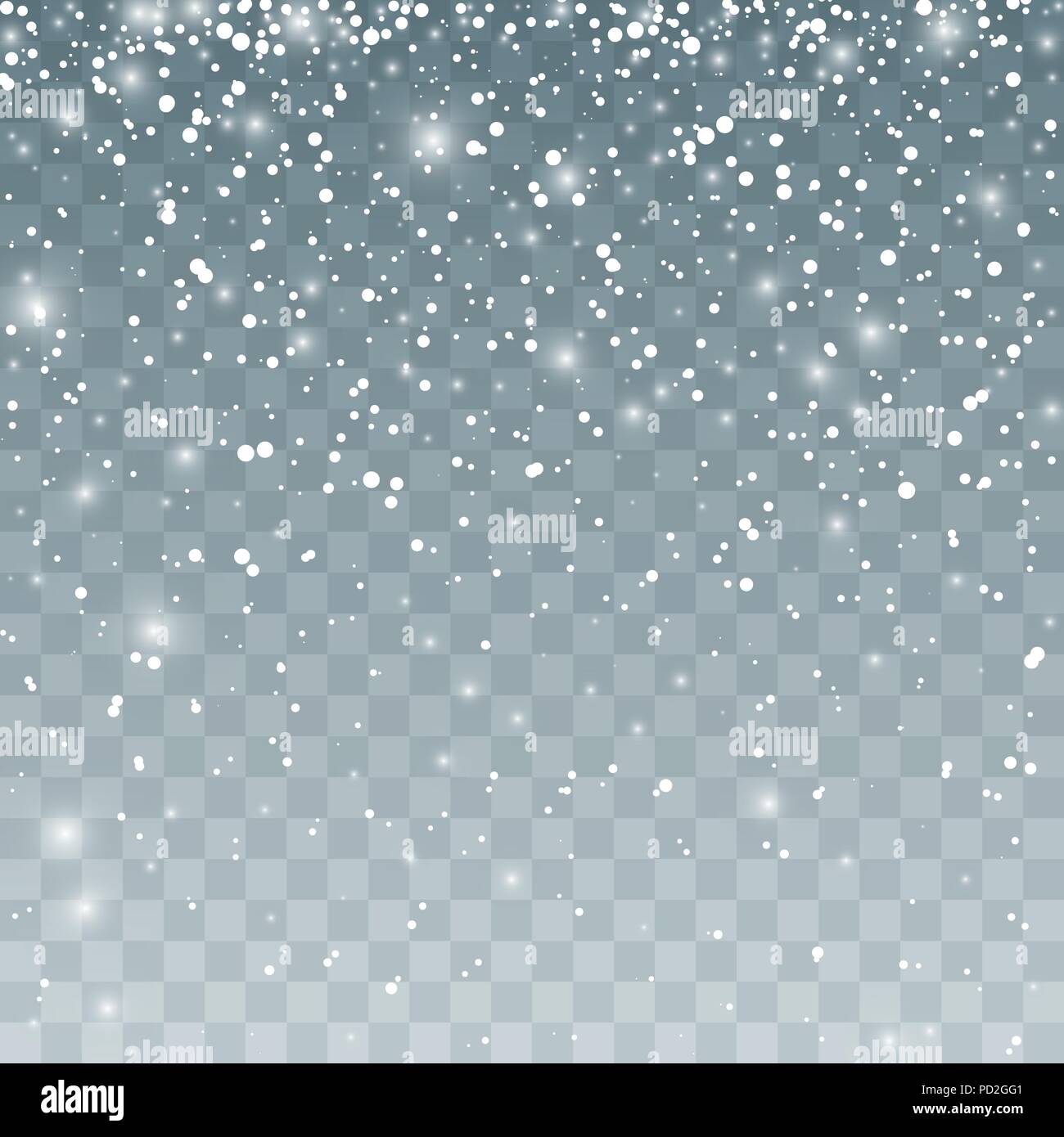 Nevicata pattern. La caduta di fiocchi di neve. Illustrazione di vettore isolato su sfondo trasparente Illustrazione Vettoriale