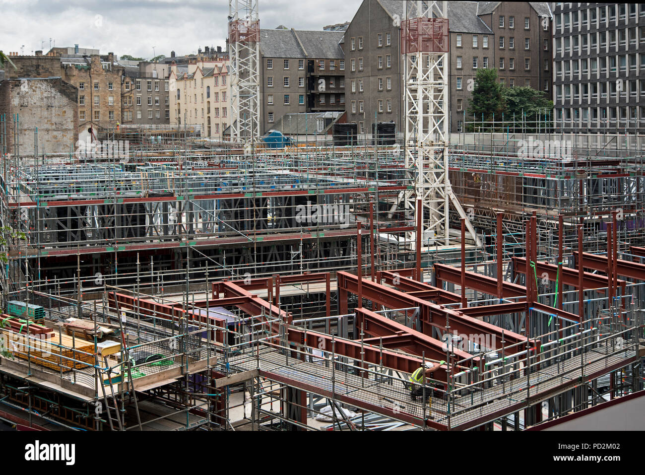 Sito in costruzione al King's Stables Road nella Cittã Vecchia di Edimburgo,. Foto Stock