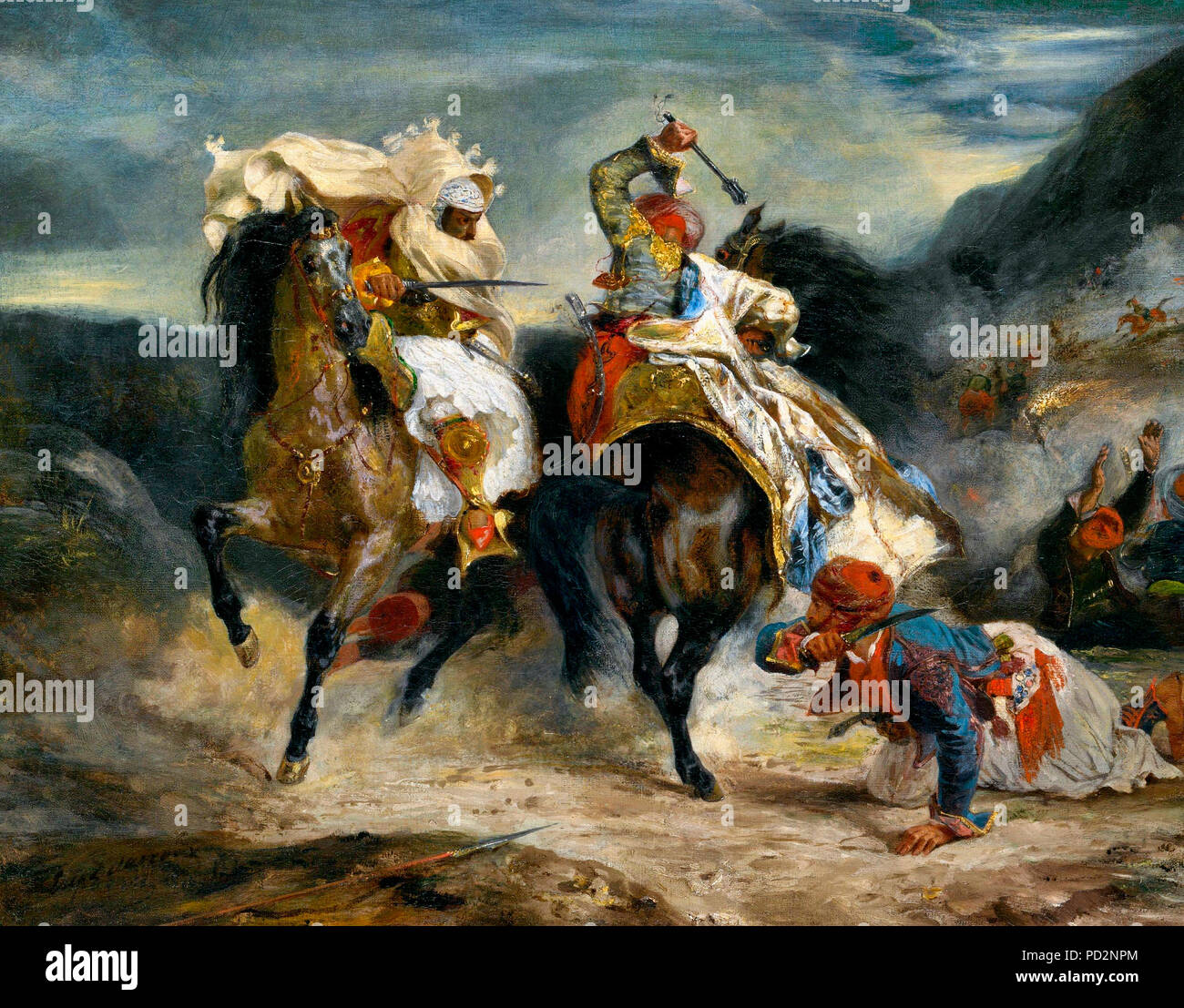 Il combattimento del Giaour e Hassan - Eugene Delacroix, circa 1826 Foto Stock