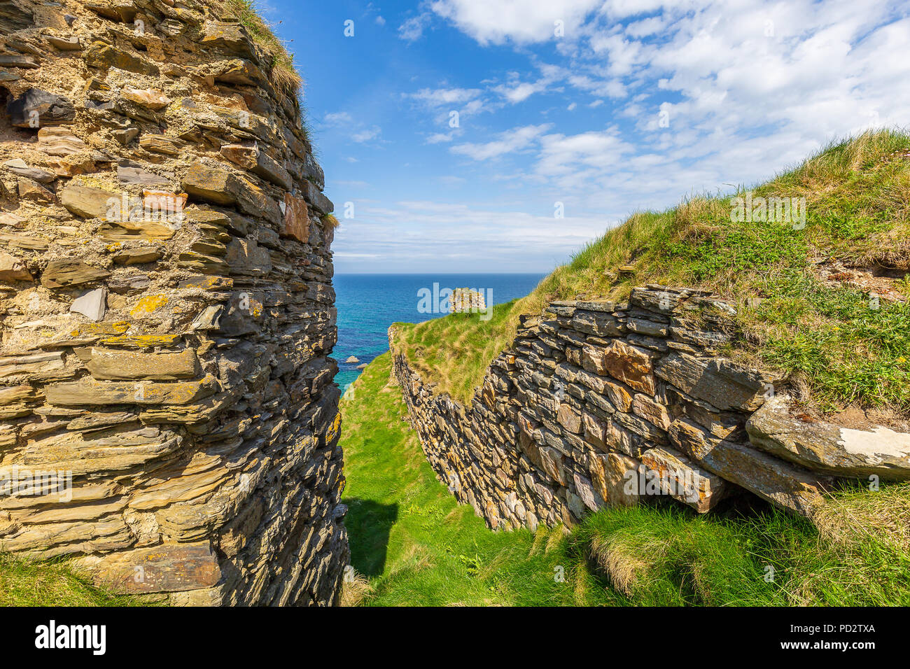 Findlater rovine del castello nei pressi del villaggio di Cullen Foto Stock