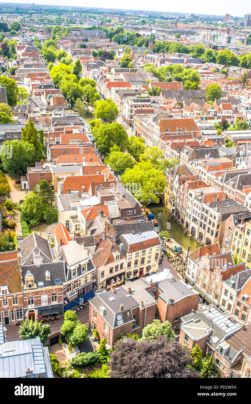 Vista aerea del centro storico della città di Utrecht, Paesi Bassi Foto Stock