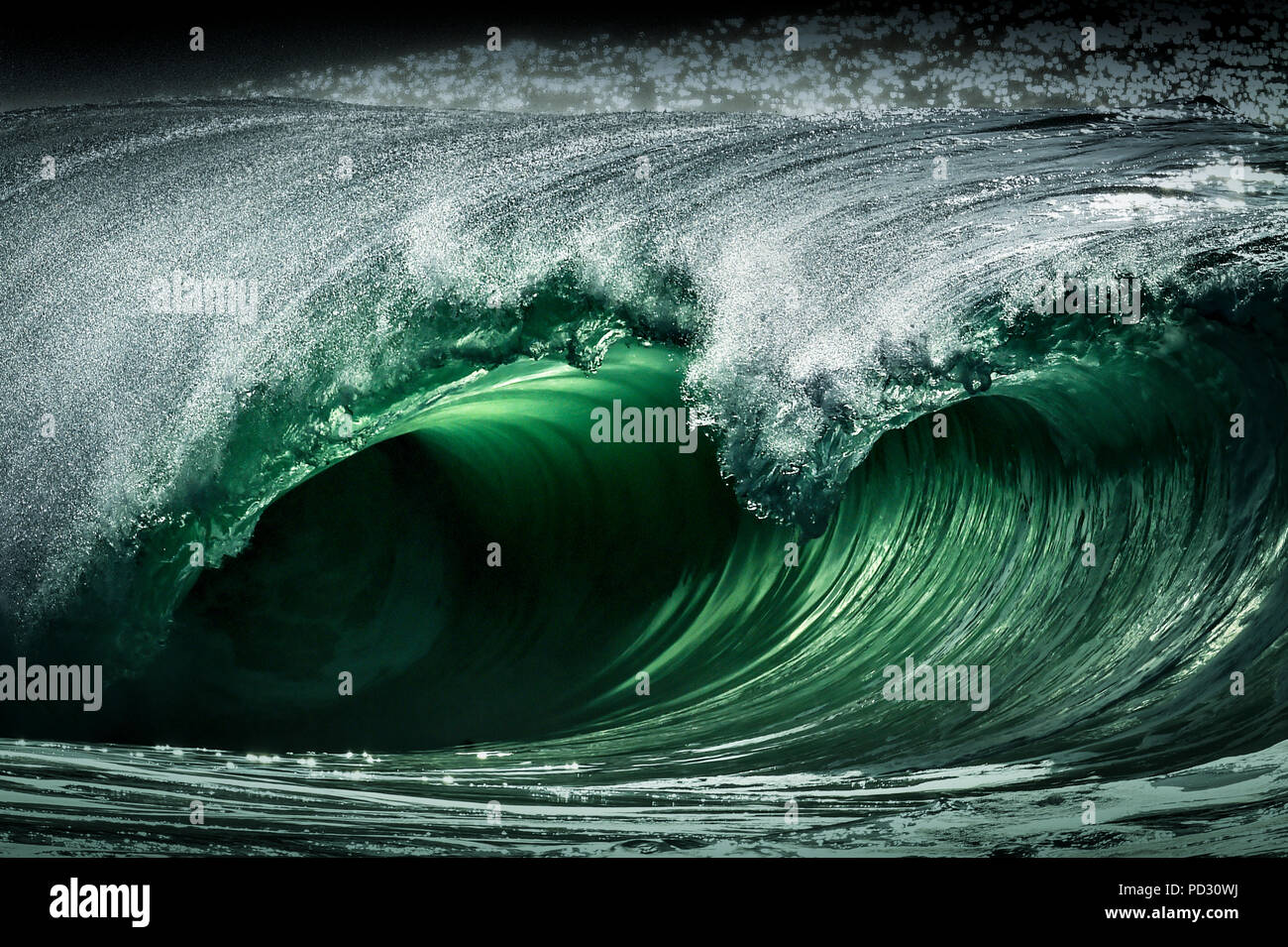 Riley's onda, una gigantesca onda barreling, Kilkee, Clare, Irlanda Foto Stock