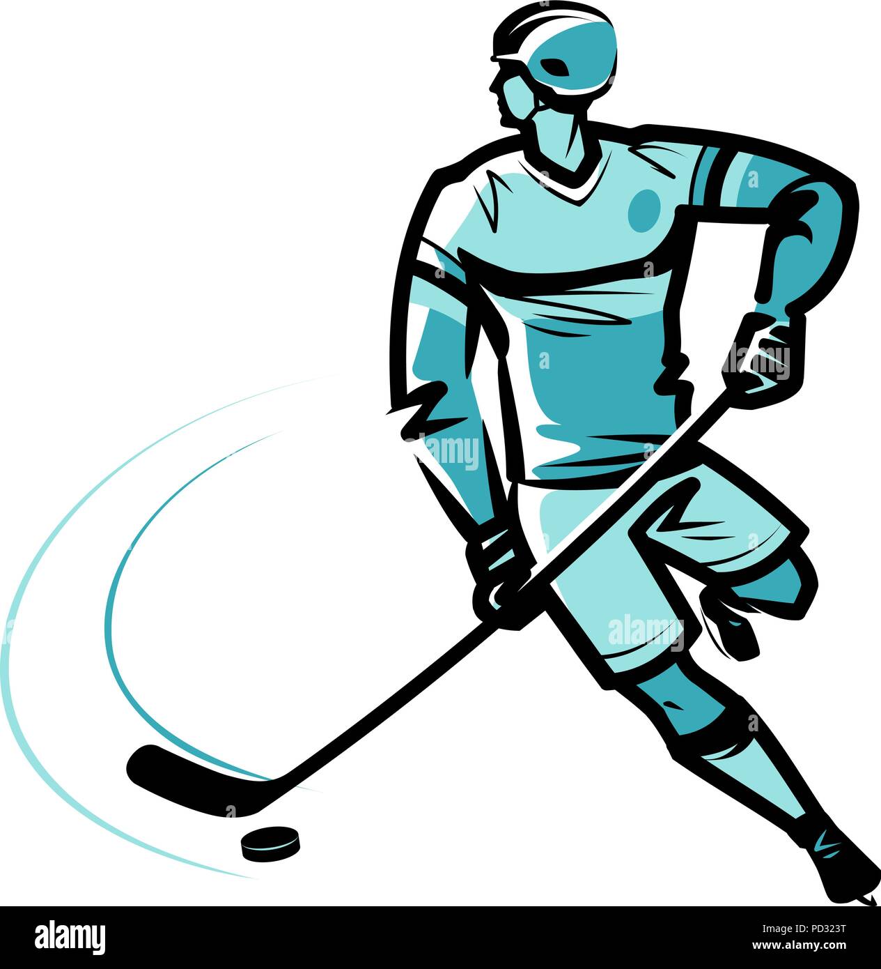 Giocatore di hockey. Schizzo illustrazione vettoriale Illustrazione Vettoriale
