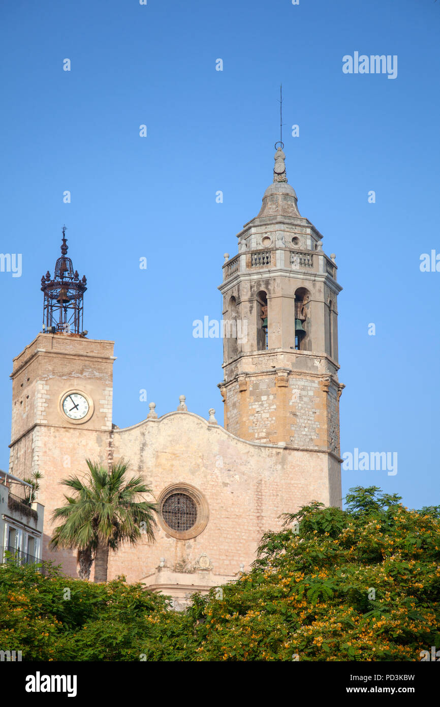 Chiesa di San Barthlomew e Santa Tecla a Sitges, Spagna Foto Stock