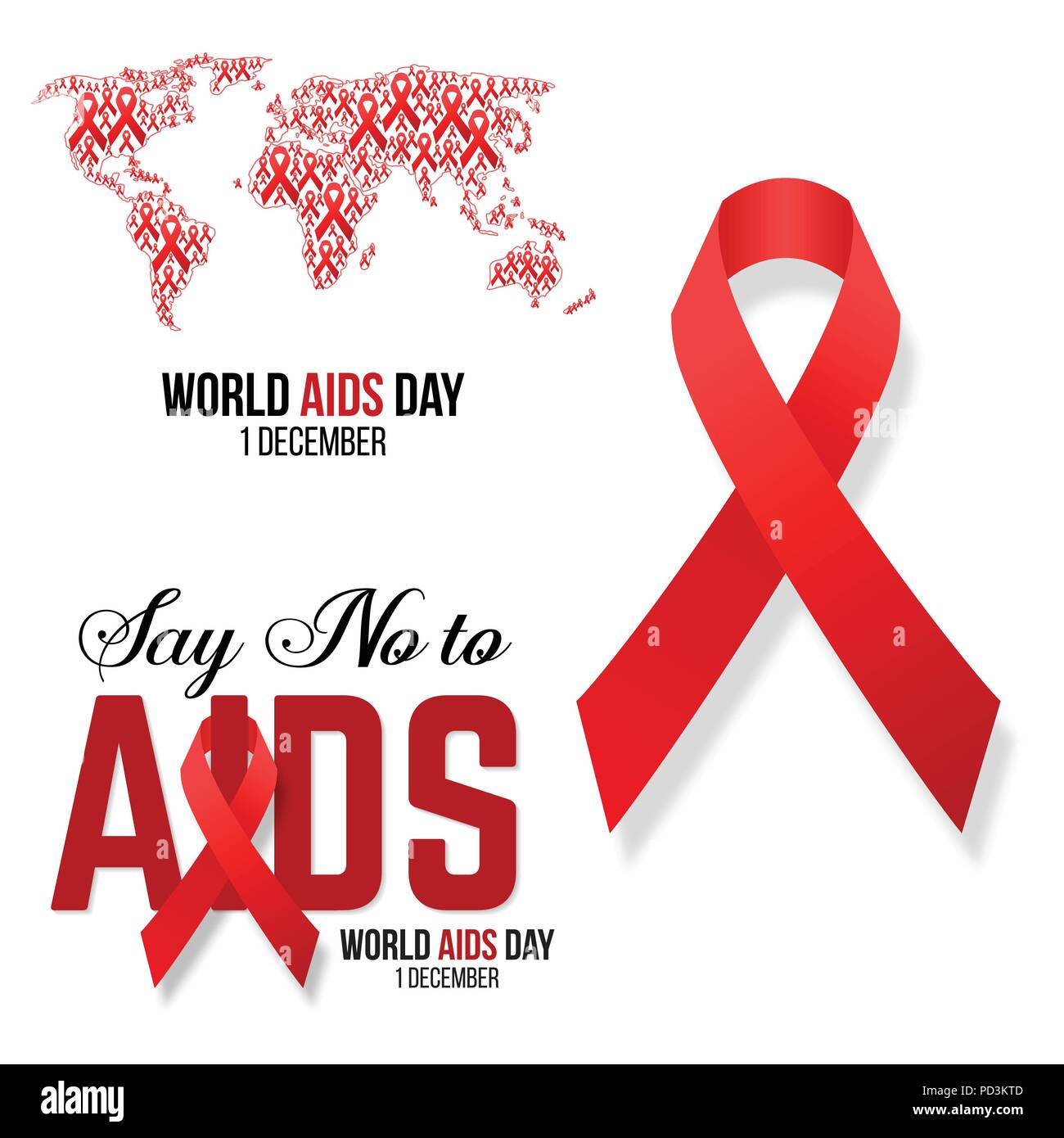 Illustrazione Vettoriale di hiv, aids awareness background isolato su bianco. La Giornata mondiale contro l Aids del concetto. 1 dicembre. Illustrazione Vettoriale