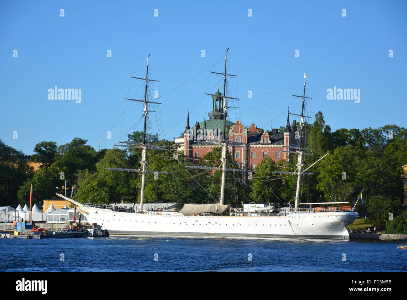 AF CHAPMAN, completamente in acciaio truccate nave ormeggiata a Skeppsholmen, Stoccolma, Svezia Foto Stock