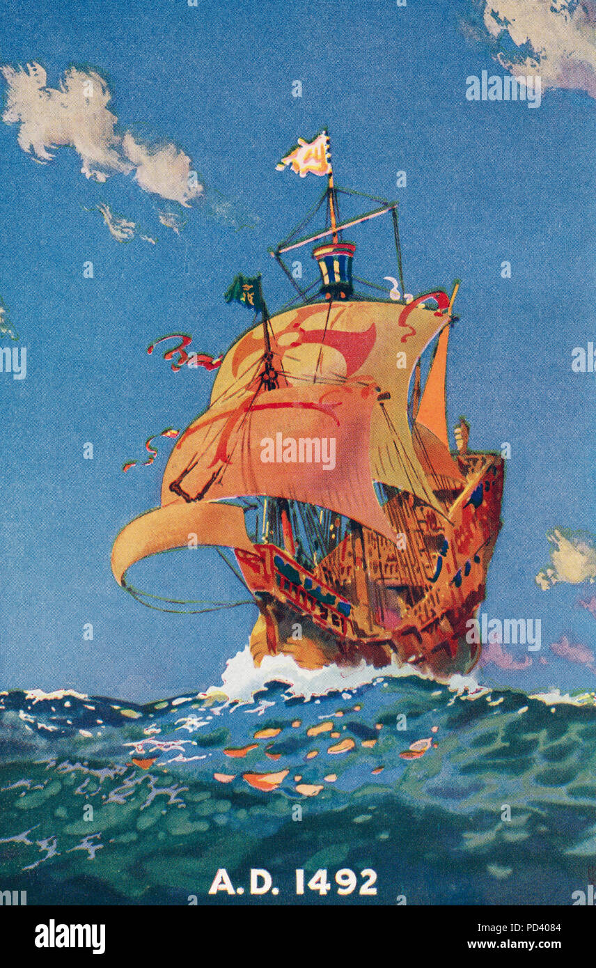 Per la navigazione marittima e di esplorazione nel 1492. Dal libro di navi,  pubblicato c.1920 Foto stock - Alamy
