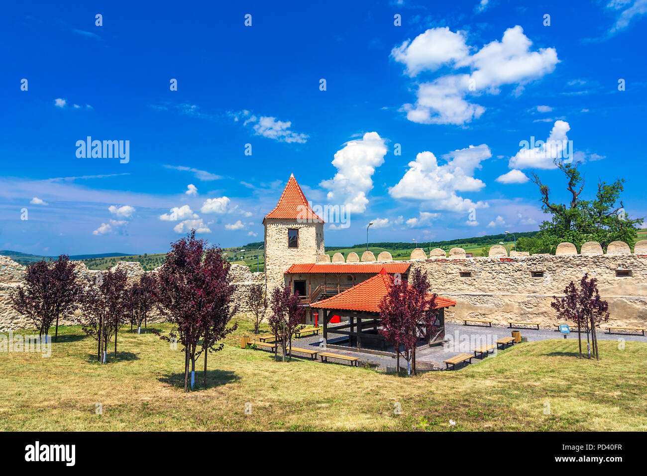 Fortezza Rupea, Transilvania, Romania: fortezza medievale della città in Transilvania storica regione della Romania, l'Europa orientale Foto Stock