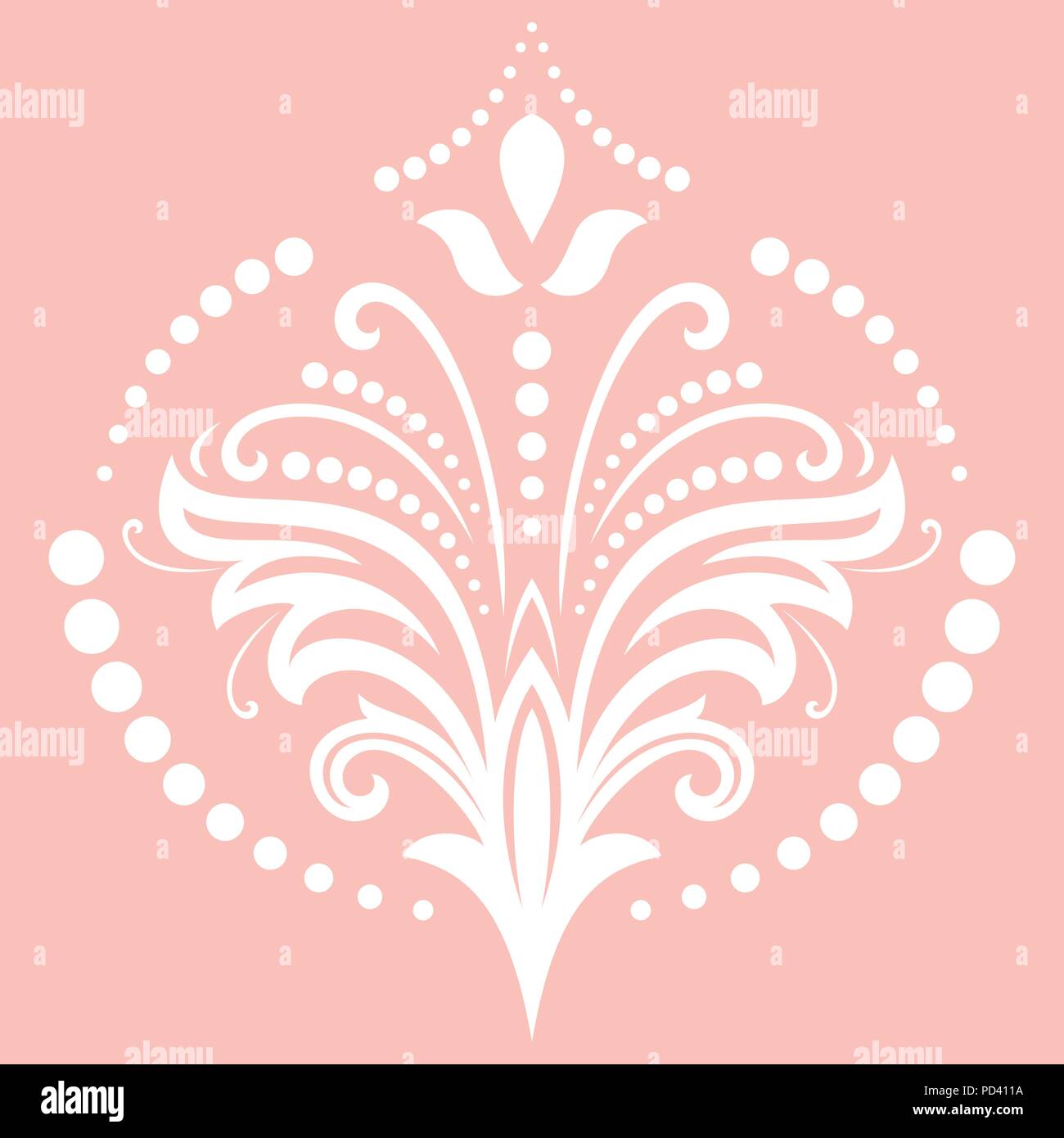 Vettore floreali pattern con arabeschi di rosa. Abstract ornamento orientale Illustrazione Vettoriale