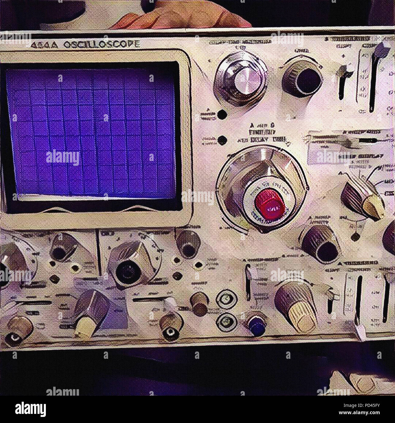 Moderna arte digitale. Oscilloscopio. Foto Stock