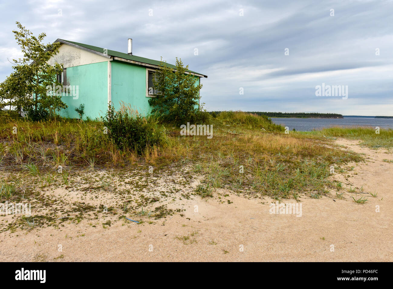 Isola di Fort-George (terra nativa) su La grande fiume, accanto a Chisasibi, Northern Quebec Foto Stock