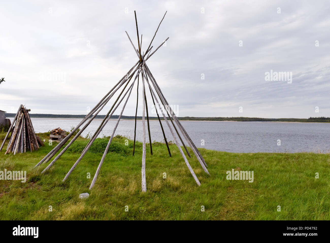 Isola di Fort-George (terra nativa) su La grande fiume, accanto a Chisasibi, Northern Quebec, Canada Foto Stock