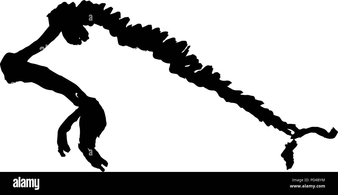 Il cinghiale jumping. Vettore di fatti a mano disegno a inchiostro. Simbolo della Oriental nuovo anno del maiale/cinghiale. Scrittura originale. Elemento per il design. Illustrazione Vettoriale