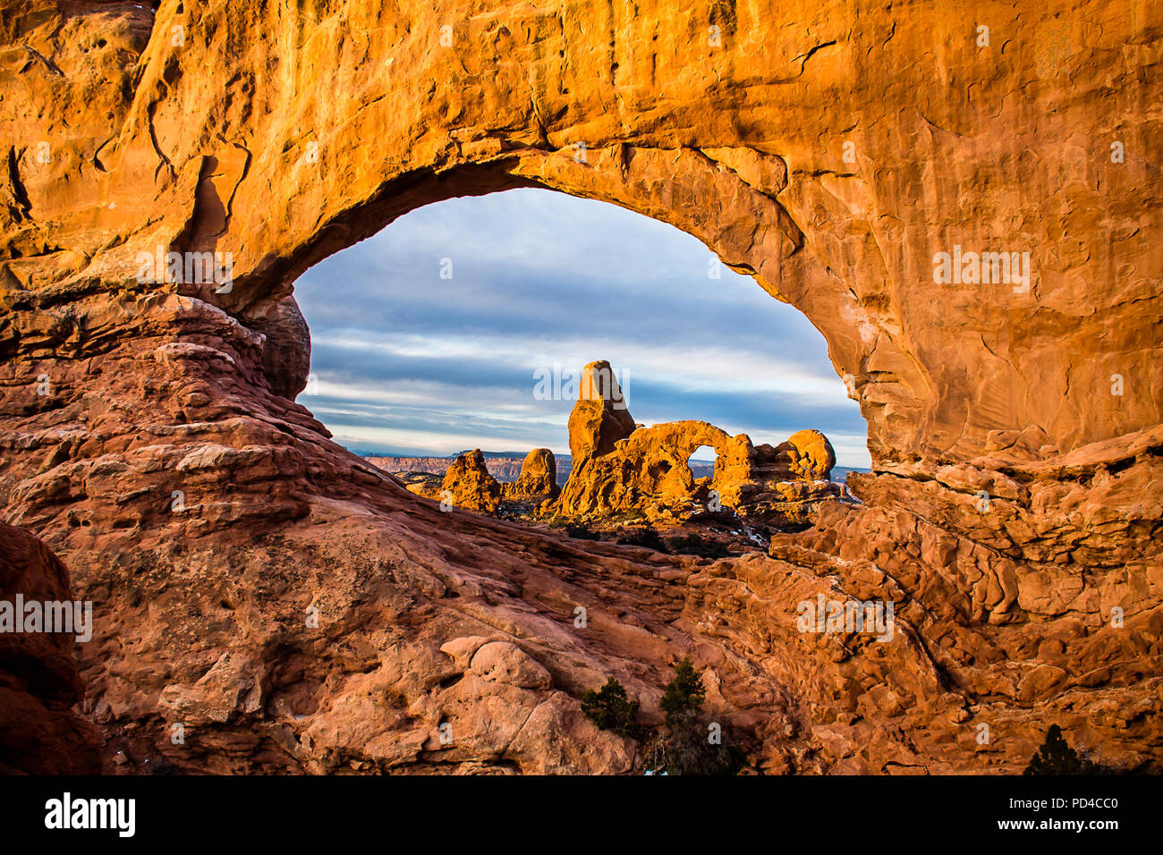 La torretta Arch come visto attraverso il passaruota del Nord Foto Stock