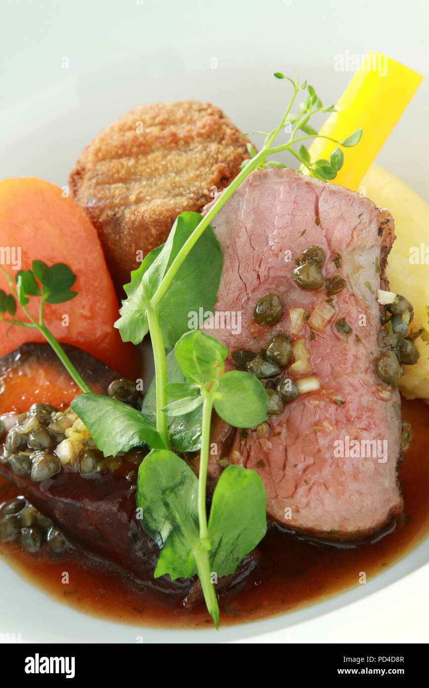 Agnello placcato in pasto principale Foto Stock