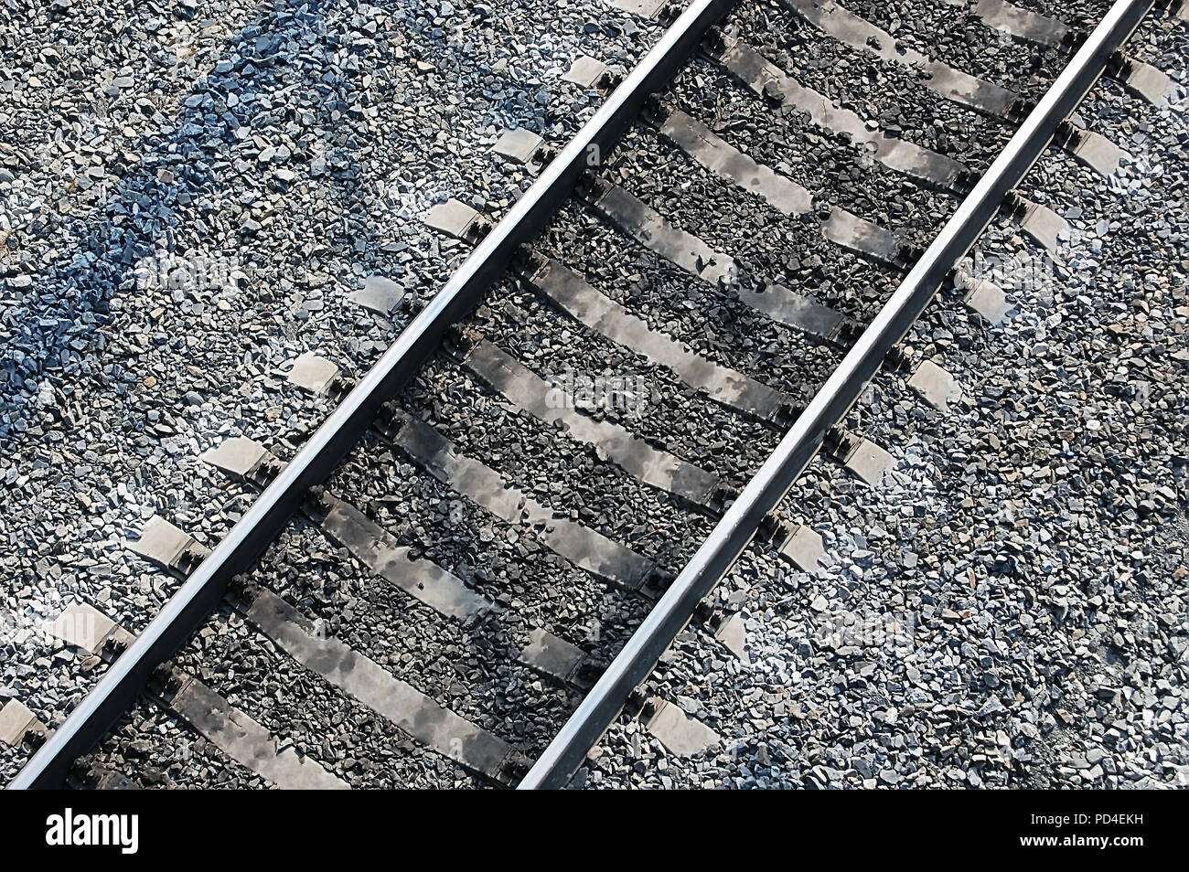 Rotaie ferroviarie vista da sopra lo sfondo Foto Stock