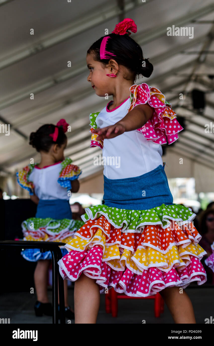 Spanish children in flamenco costume immagini e fotografie stock