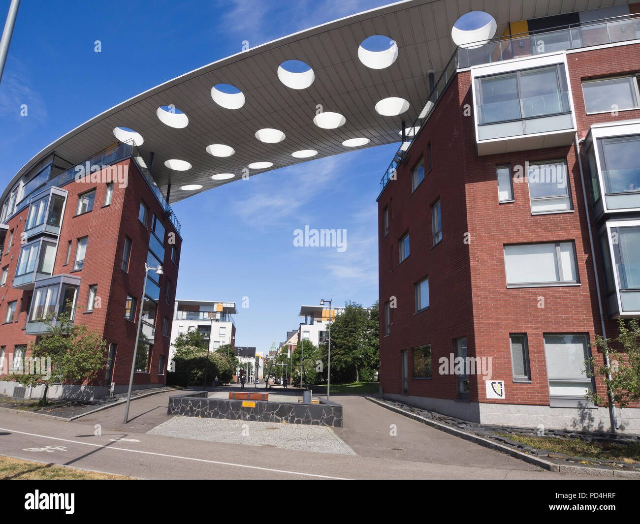 Contemporanea architettura finlandese, un quartiere residenziale nel Skatudden quartiere del porto di Helsinki Finlandia Foto Stock