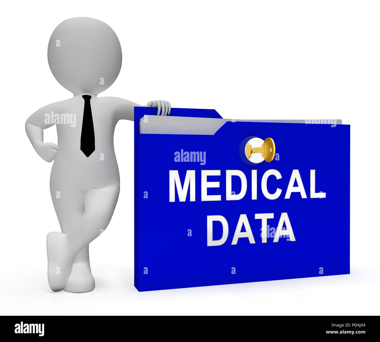 Dati di grande medico-sanitari database 3D Rendering mostra Healthcare Bigdata in un complesso di data center di storage Foto Stock