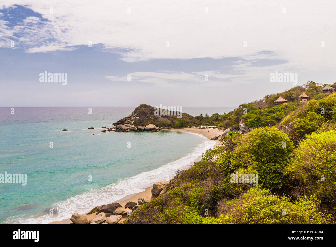 Una vista nel Parco Nazionale Tayrona in Colombia Foto Stock