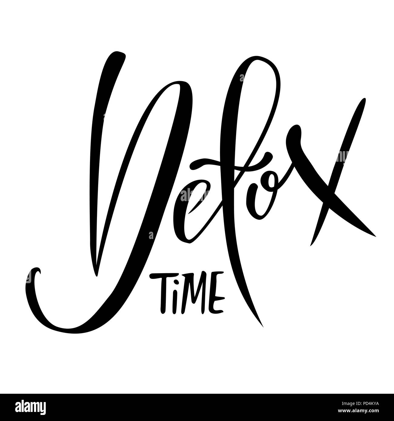 Detox tempo. Digita moderno lettering. Tipografia banner. Illustrazione Vettoriale. Illustrazione Vettoriale