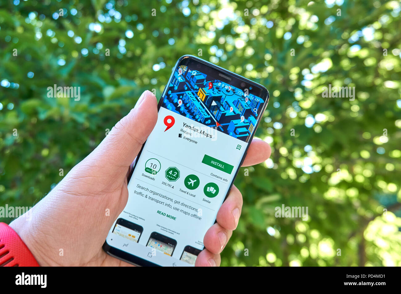 TORONTO, Canada - 15 luglio 2018: Yandex Maps mobile app su Samsung s8. Yandex N.V. è una federazione multinazionale specializzata in Internet-rel Foto Stock