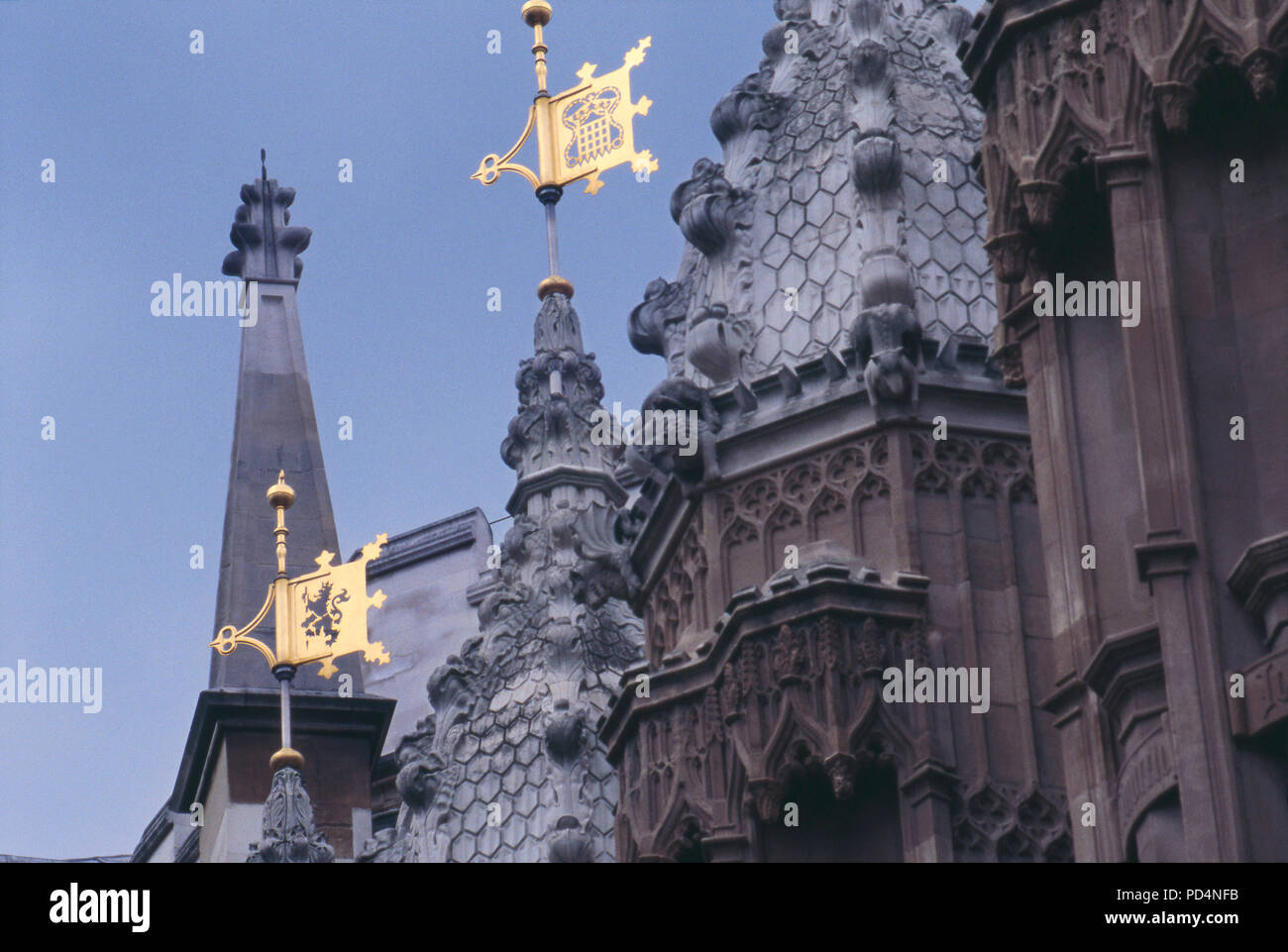 Spires sull'Abbazia di Westminster, Londra, Inghilterra. Fotografia Foto Stock