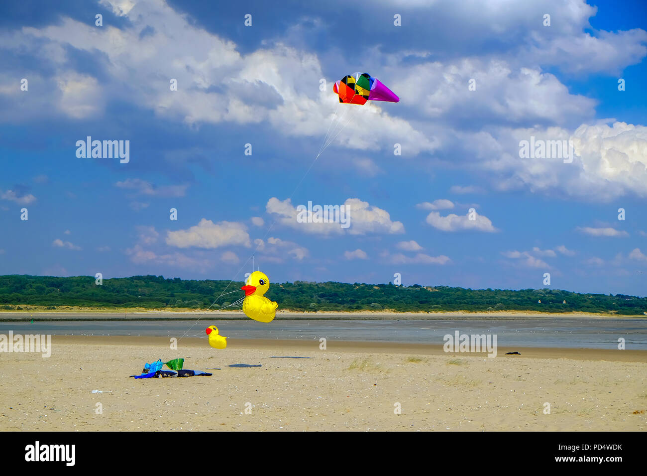 Ballons presso la spiaggia di Le Touquet Paris-Plage in Francia Foto Stock