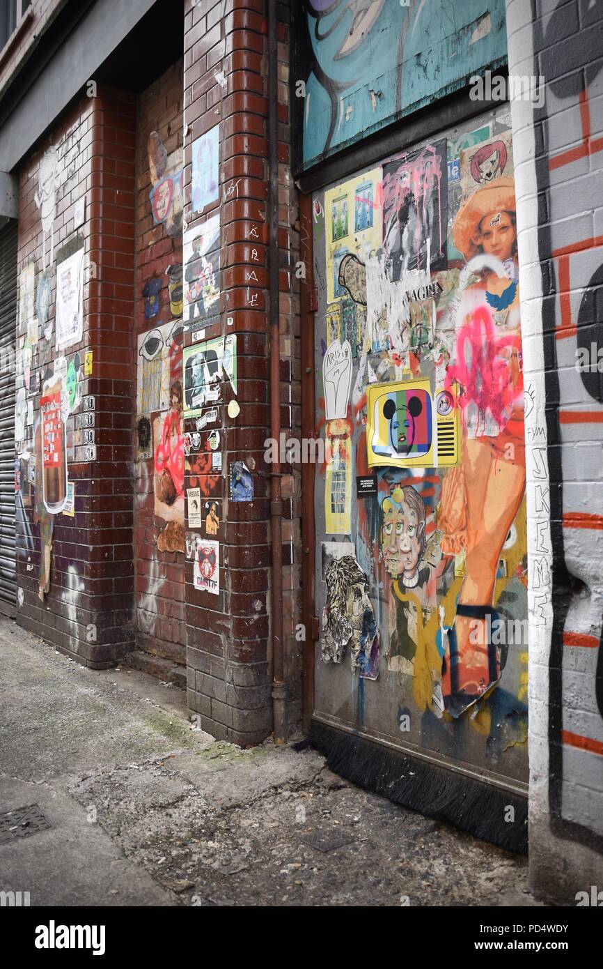 Arte di strada a Manchester il Northern Quarter Foto Stock