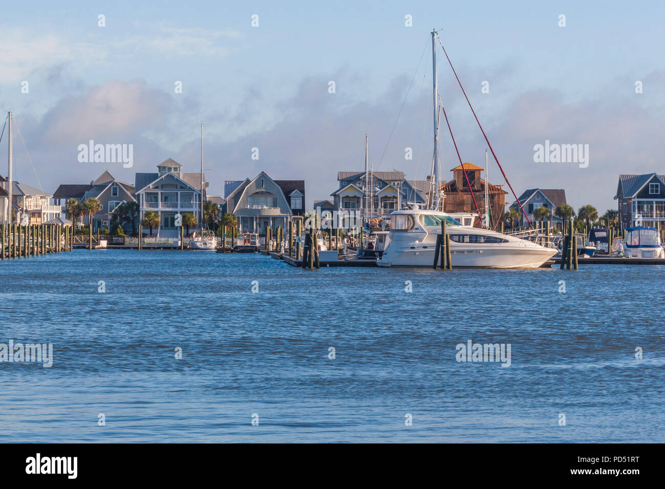 Bald Head Island è un'isola e villaggio situato sul lato orientale del fiume Cape Fear nella contea di Brunswick, Carolina del Nord, Stati Uniti. Foto Stock