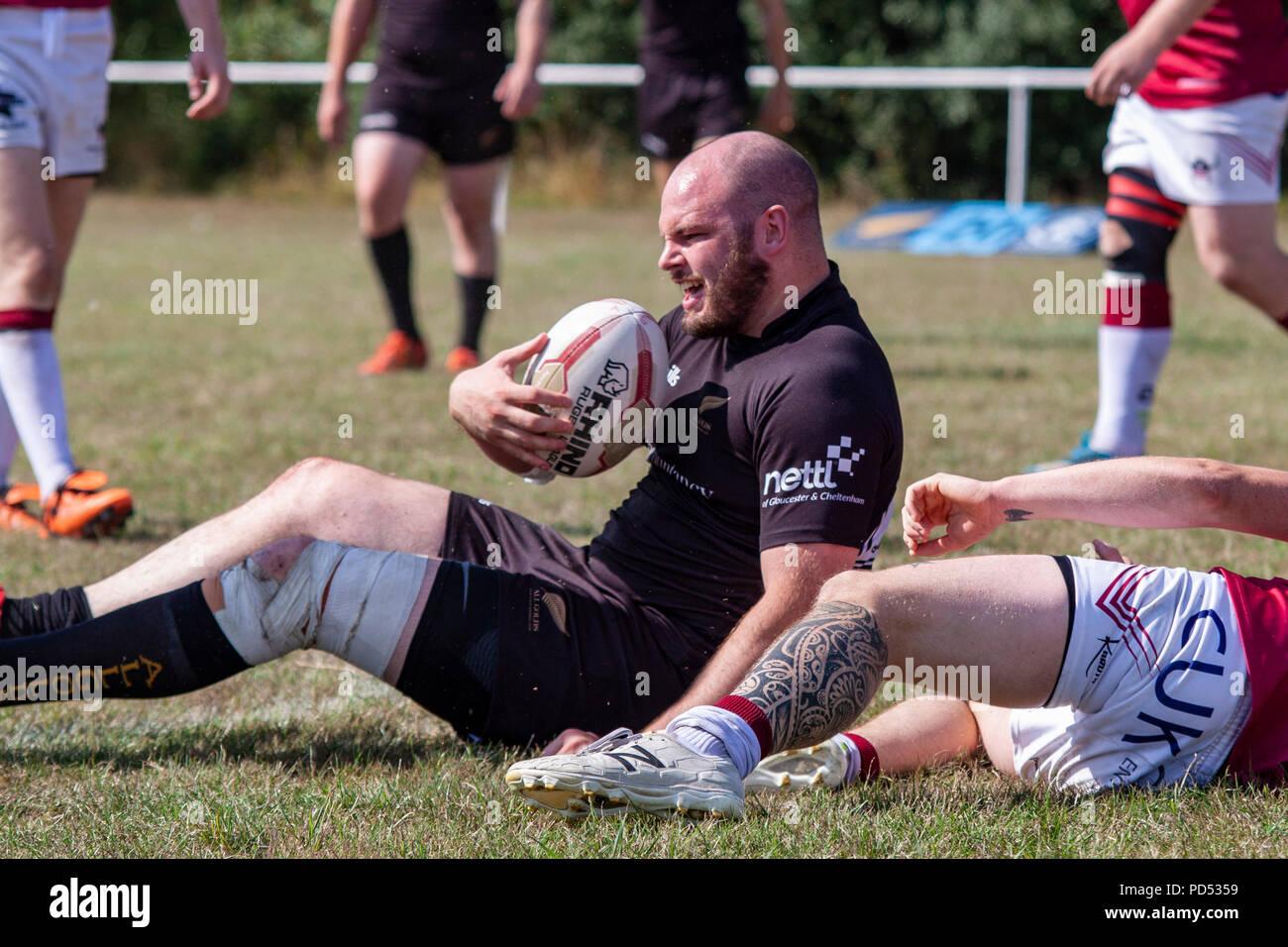 Gloucester, Inghilterra. 4° agosto 2018. Tutti gli ori host Vichinghi Somerset in Inghilterra Occidentale semi finale. Lewis Mitchell/tutti gli ori RL. Foto Stock