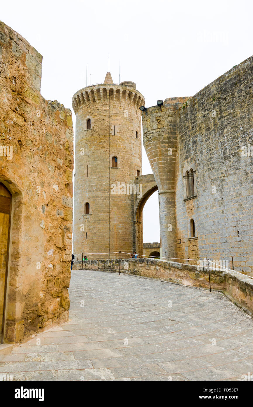 Palma de Mallorca è un resort in città e la capitale dell'isola spagnola di Maiorca (Maiorca) nel Mediterraneo occidentale. La massiccia Santa María cath Foto Stock