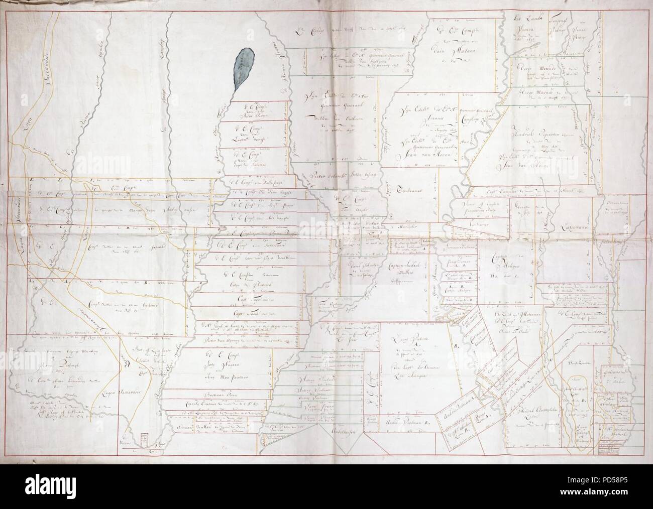 Mappa delle divisioni di terra intorno a Batavia. Foto Stock