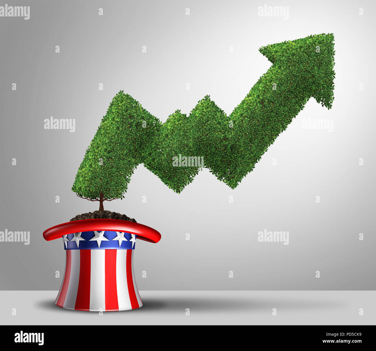 Negli Stati Uniti la crescita economica e la positiva del PIL e tasso di successo finanziario con il prodotto interno lordo guadagni finanziari negli Stati Uniti d'America. Foto Stock