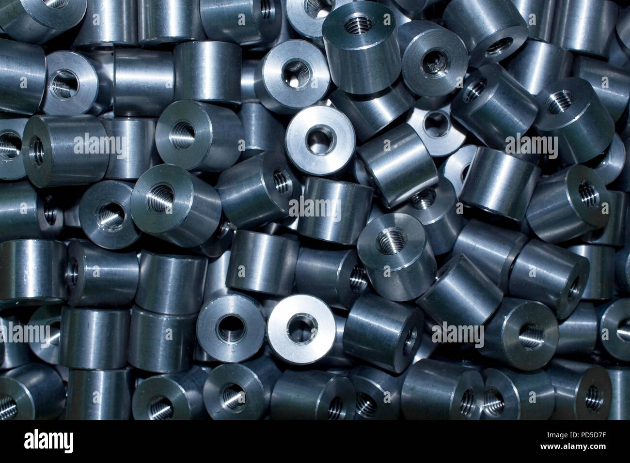 Rotonde industriali in acciaio filettato della vite parte unità Foto Stock