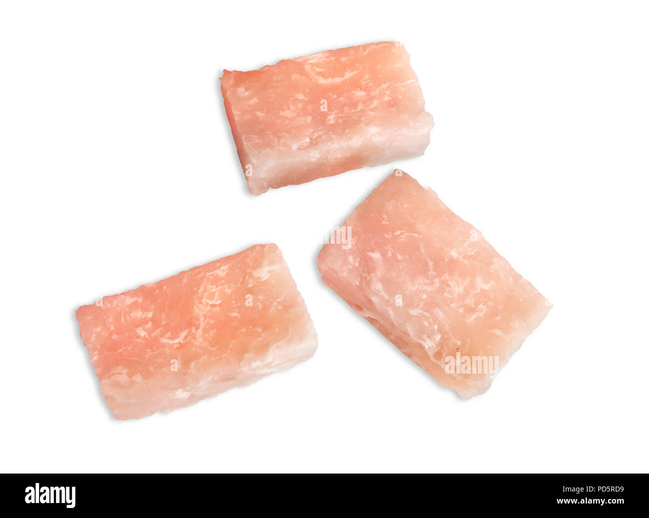 Blocco filetti di pesce congelati isolati su sfondo bianco Foto Stock