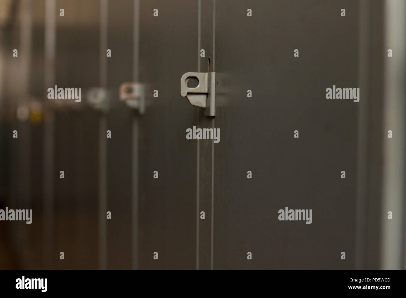 Grigio neutro di armadietti per la palestra, spogliatoio, azienda, scuola per personal storage Bloccabile con lucchetti Foto Stock