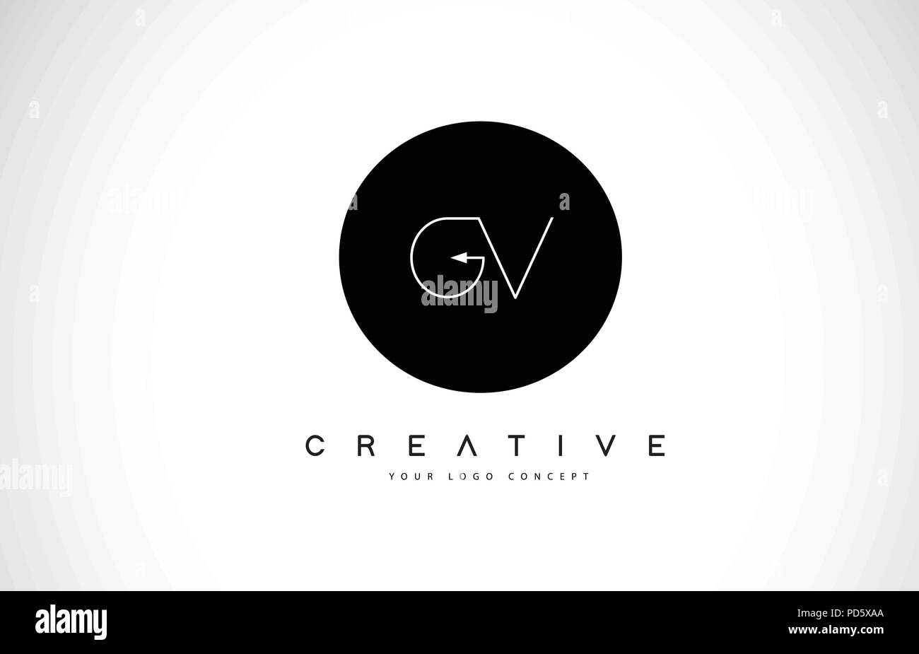 GV G V Logo Design con bianco e nero icona Creative Testo lettera vettore. Illustrazione Vettoriale
