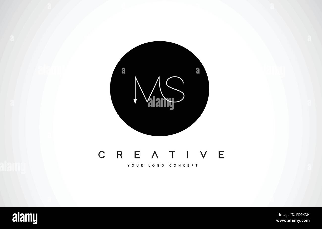 MS M S Logo Design con bianco e nero icona Creative Testo lettera vettore. Illustrazione Vettoriale