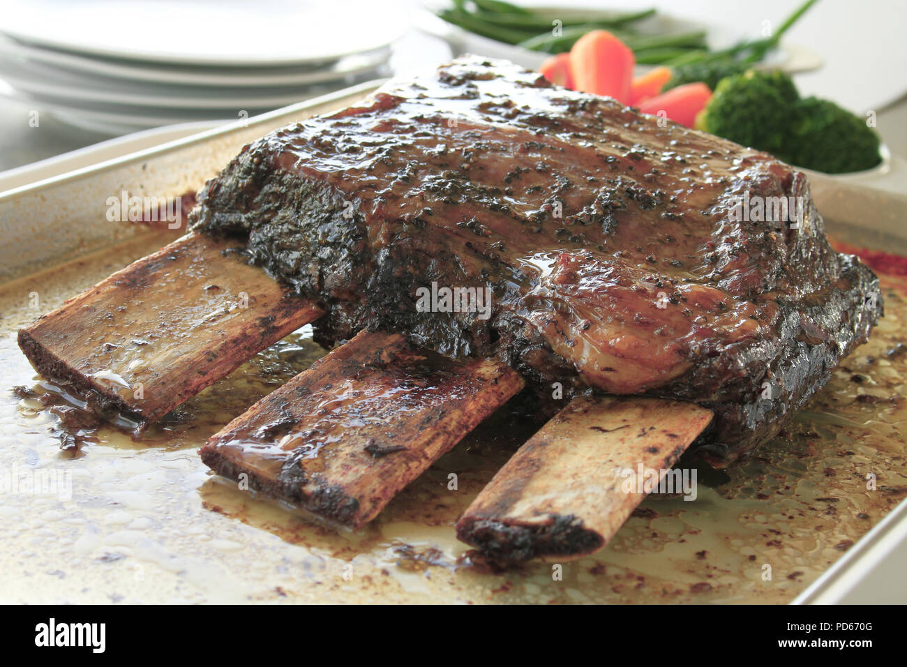 Grandi arrosti di carni bovine nervatura Foto Stock