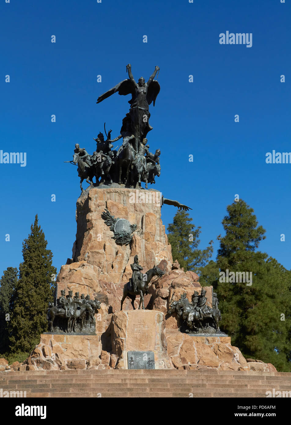 MENDOZA, Argentina, Agosto 06, 2018. Un monumento all'esercito delle Ande, è un lavoro artistico del scultore uruguayano Juan Manuel Ferrari, si trova Foto Stock