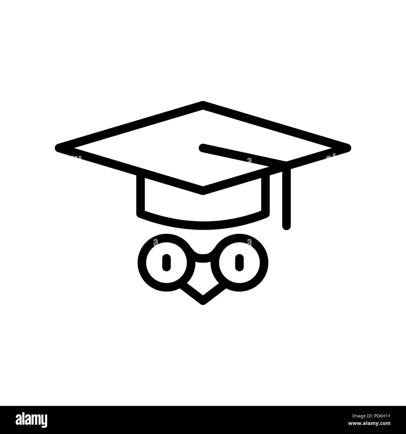 Studiando il gufo icona piatto semplice contorno stile illustrazione. Illustrazione Vettoriale Studiando il gufo icona piatto semplice contorno stile illustrazione. Illustrazione Vettoriale