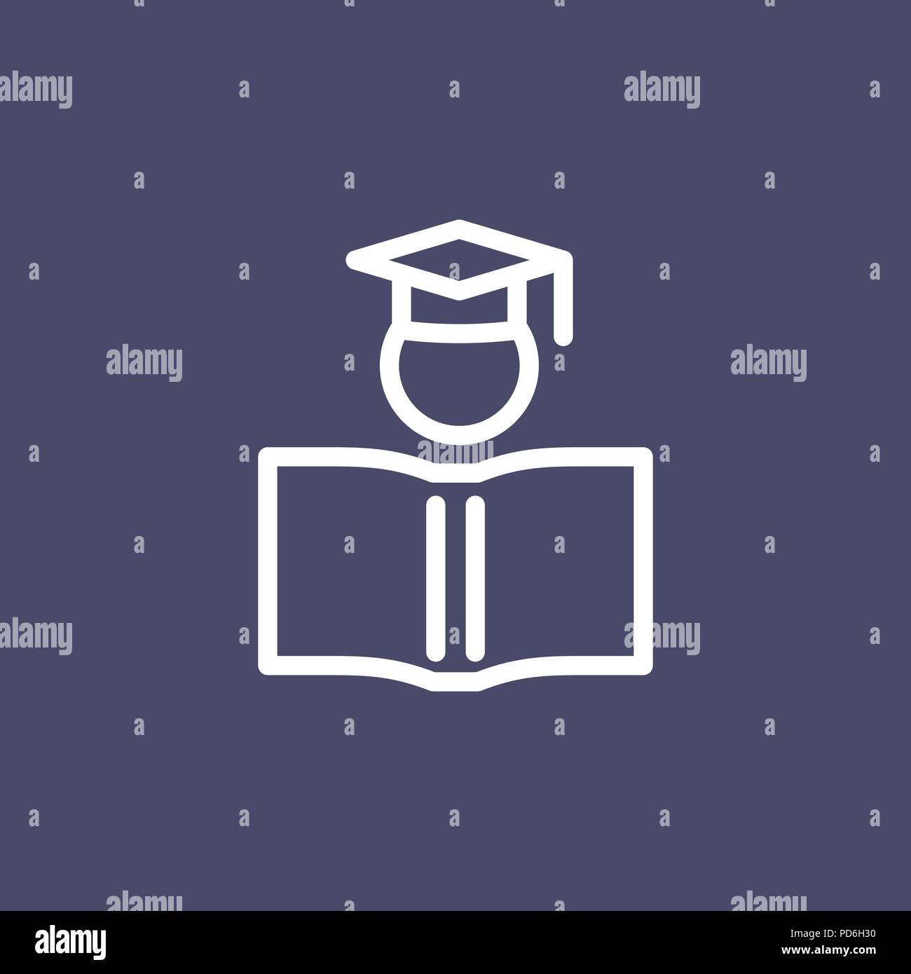 Laureato icona piatto semplice contorno stile illustrazione. Illustrazione Vettoriale