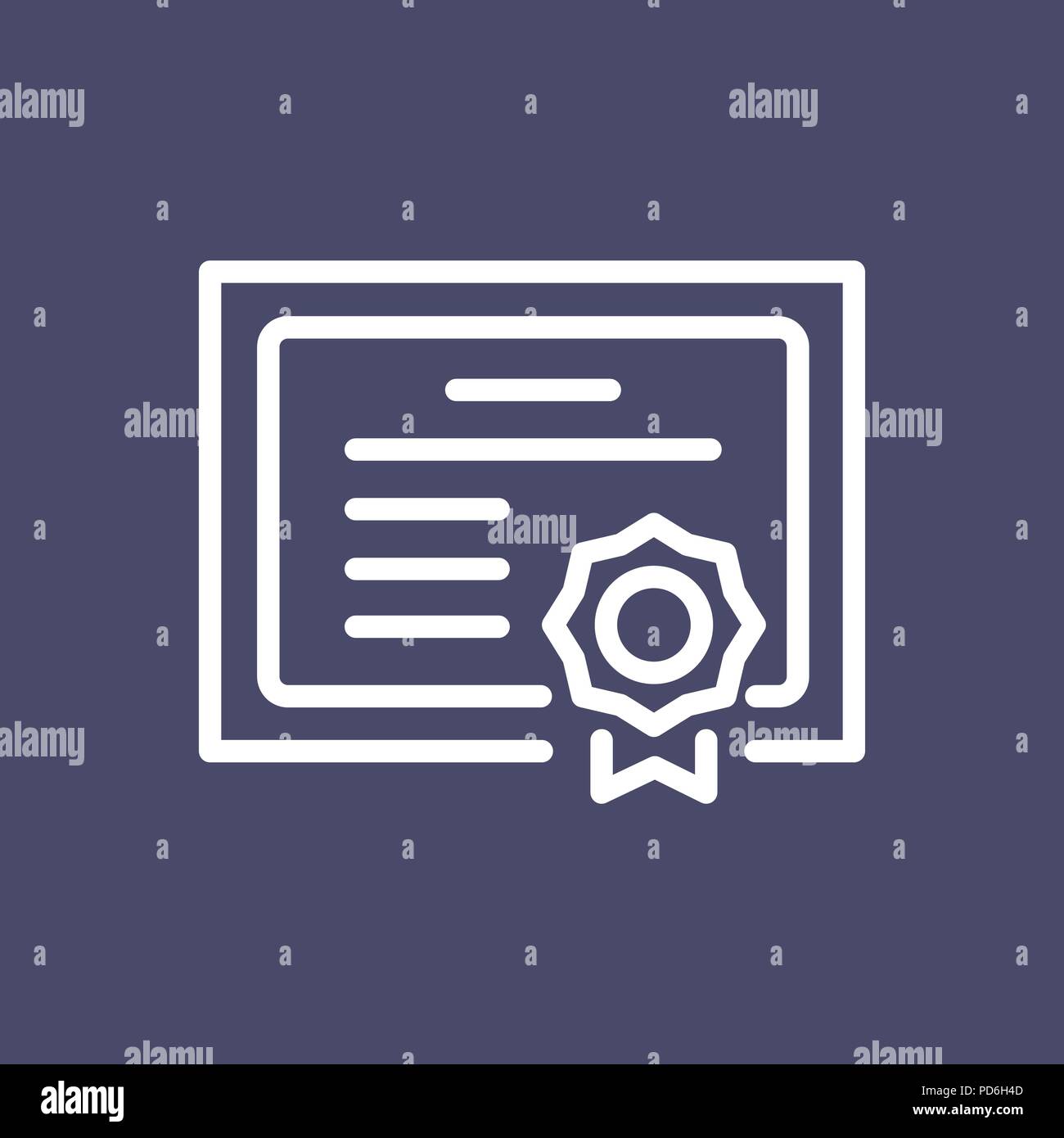 Diploma di laurea icona piatto semplice contorno stile illustrazione. Illustrazione Vettoriale