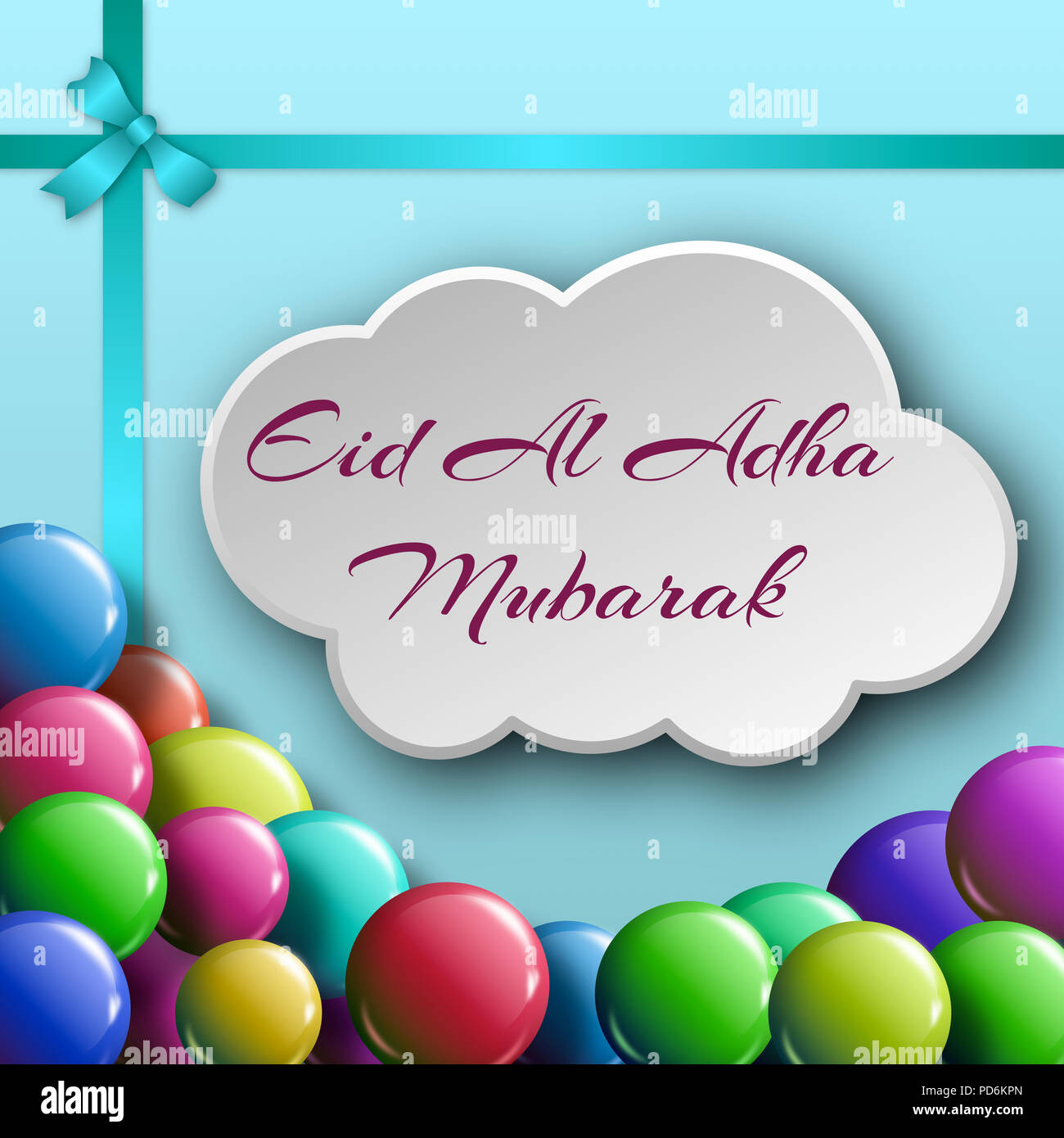 Eid al-Adha caratteri scritti a mano con la forma dello sterzo per eid Mubarak celebrazione dello sfondo. L'Eid Al Adha mubarak significa felice festival di sacrifici Foto Stock