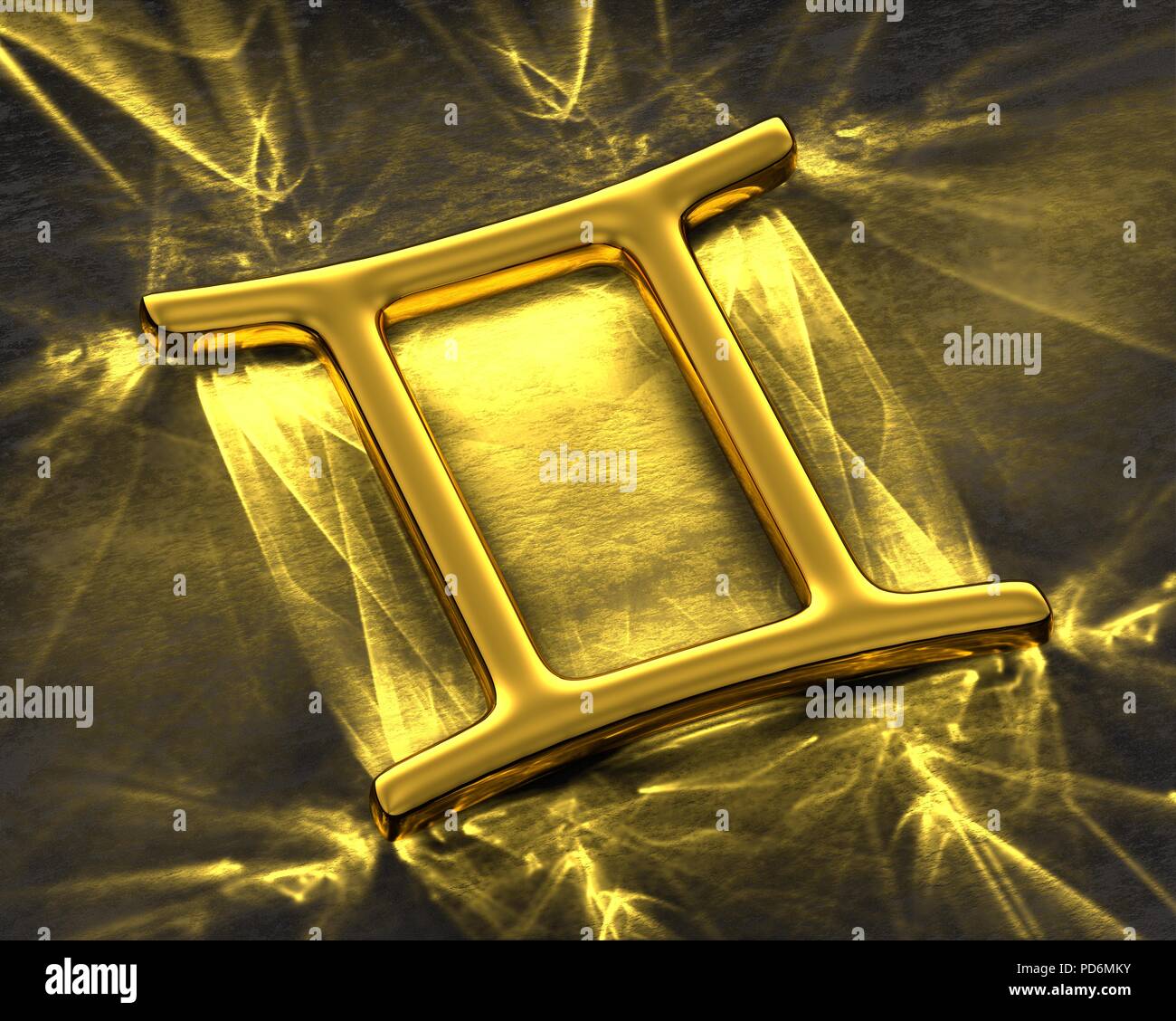 Il segno dello zodiaco in oro con sostanze caustiche - Gemini Foto Stock