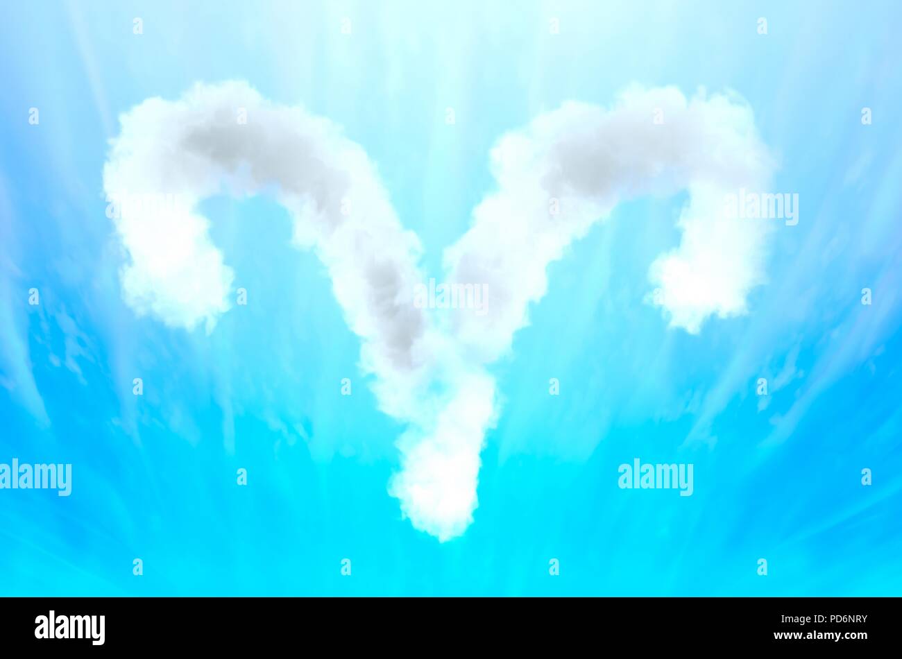 Simbolo di astrologia nel materiale di cloud - Aries Foto Stock