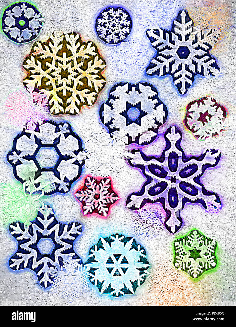 Devo ammettere che ho utilizzato alcuni royalty-free clip art in digitale questo pezzo di arte raffiguranti i fiocchi di neve e la stagione invernale. Composizione di colorazione, textu Foto Stock