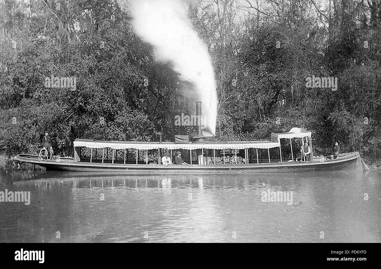 Escursione di un sistema di cottura a vapore sul Fiume Amite in Louisiana (circa 1895). Foto Stock