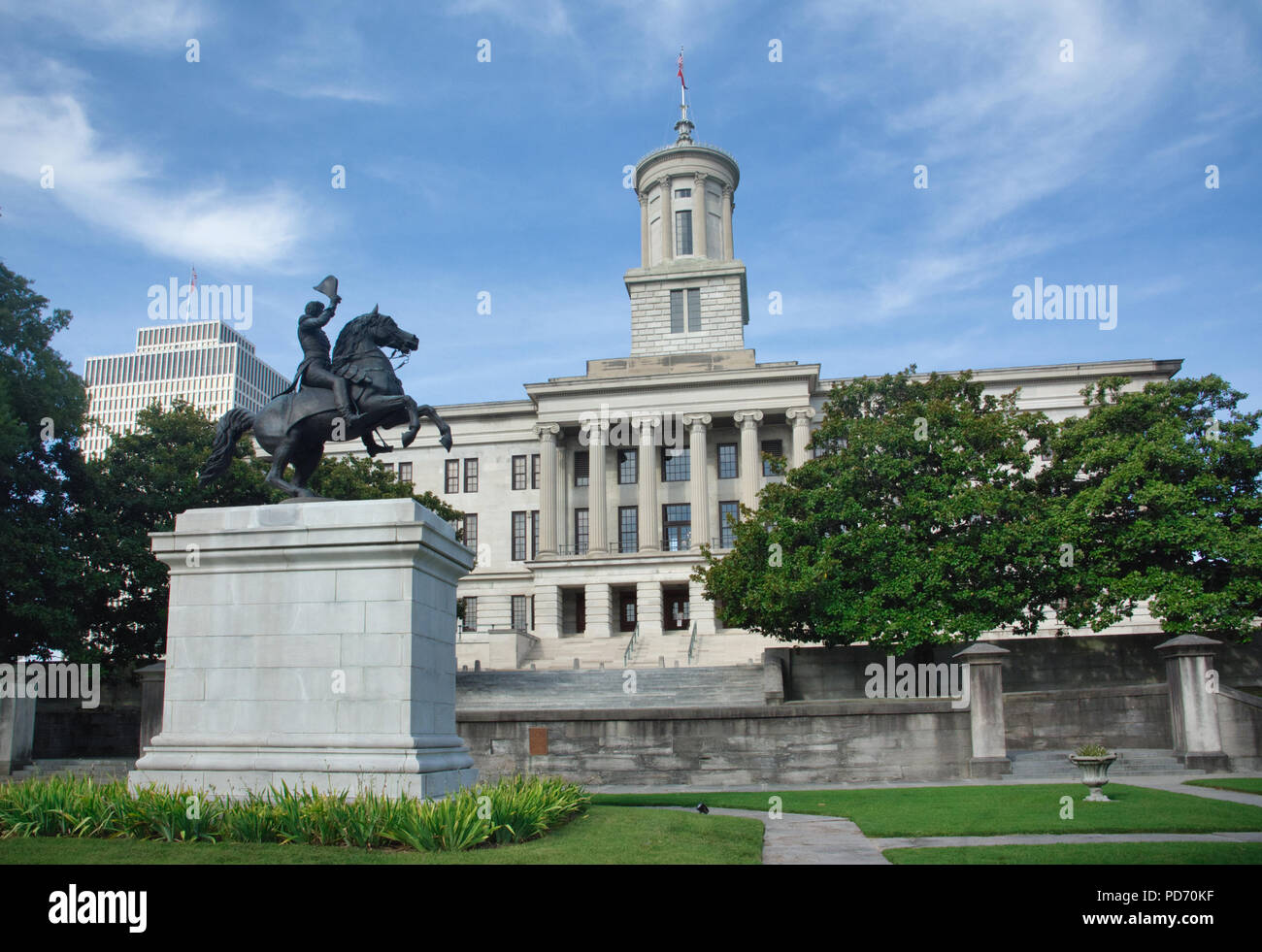 Statua di Andrew Jackson al Tennessee State Capitol Building, Nashville, Tennessee, Stati Uniti d'America Foto Stock